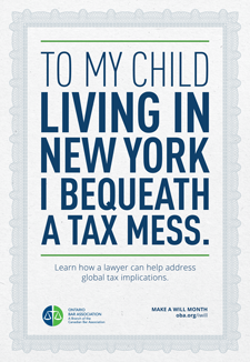 To my child living in new your I bequeath a tax mess